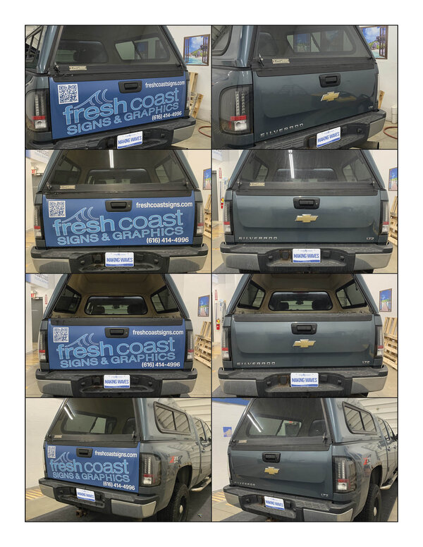 Before and After Truck Wrap Word Done by Fresh Coast Signs
